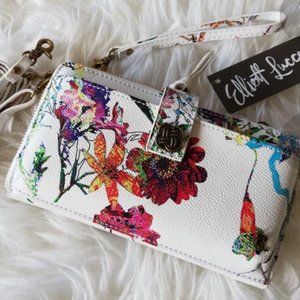 NWT White Elliot Lucca Theo Crossbody Wallet Multicolor Florals holds Phone